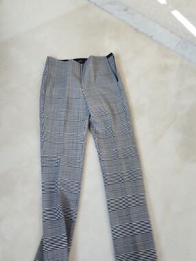 Theory Black and White Glen Plaid Trousers